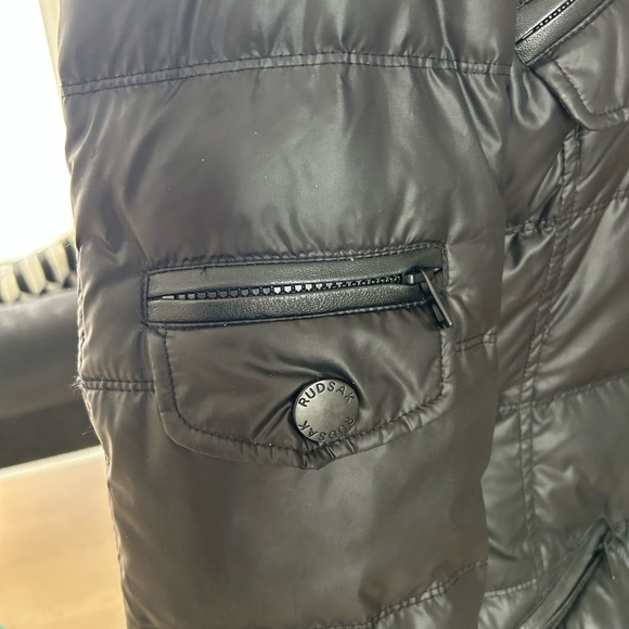 RUDSAK woman’s Black Puffer Coat with Fur Hood - Picture 12 of 13